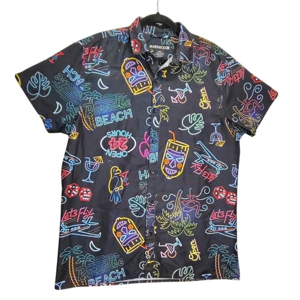 Red Ape MCM Gamble Beach Mens Size Large Neon All Over Print Outfit Set Shorts